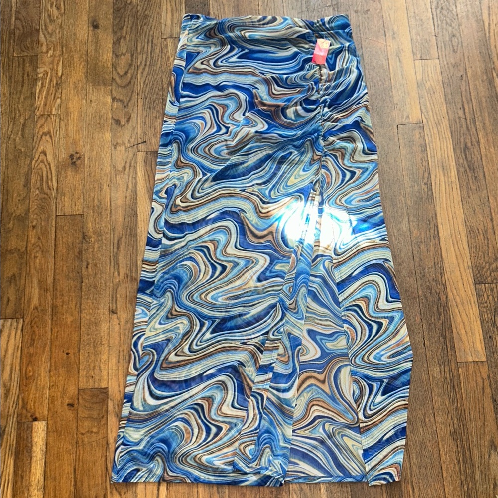 Sky Blue and Tan Marble Skirt